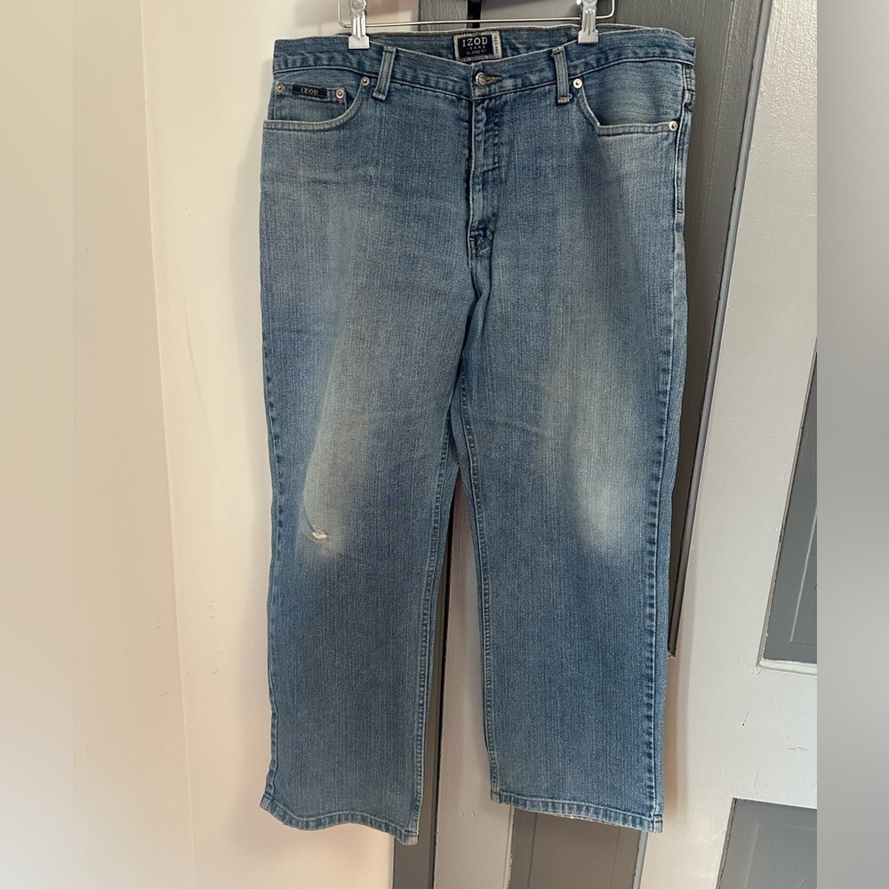 Izod Men's Light Blue Straight Jeans